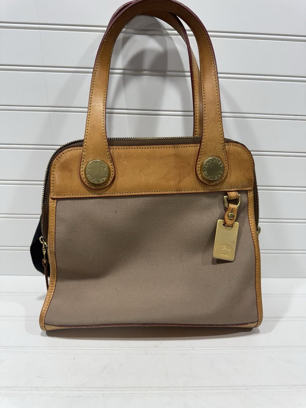 Dooney & Bourke Cabrio Carpet Bag Shoulder Bag Tan And Brown See Photos *Read